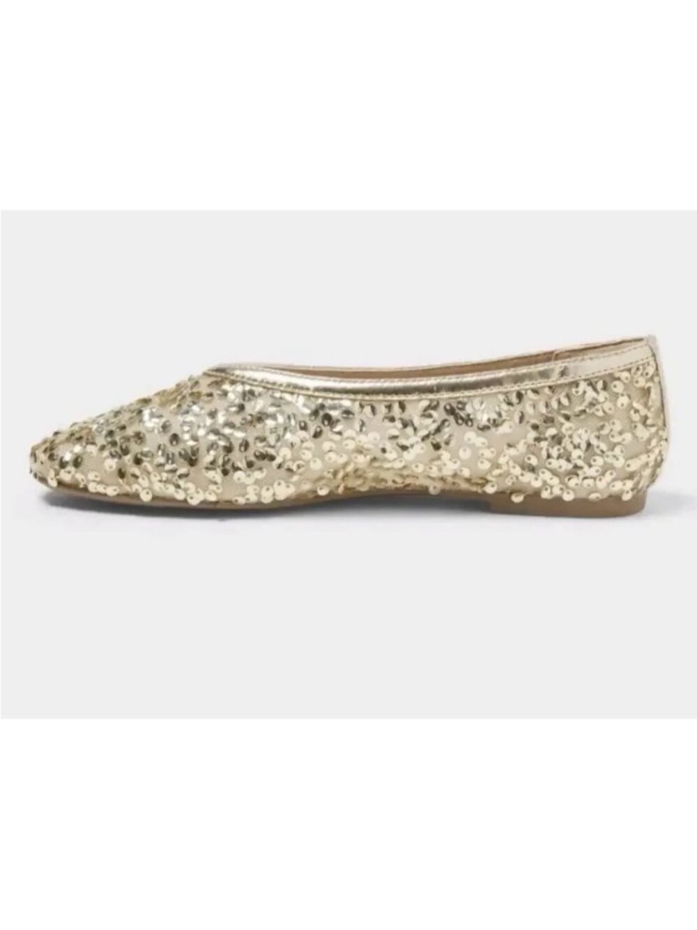 NWT A New Day gold sequin ballet flats memory foam. Christmas! Sammie size 6 - Picture 3 of 5